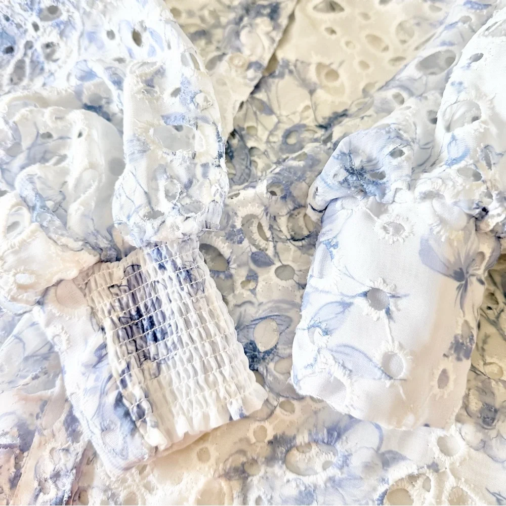 Caroline Constas Floral Lace Eyelet Blouse - Picture 3 of 7